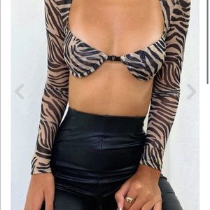 Isabelle’s Cabinet Call You Mine Tan Zebra Crop Top